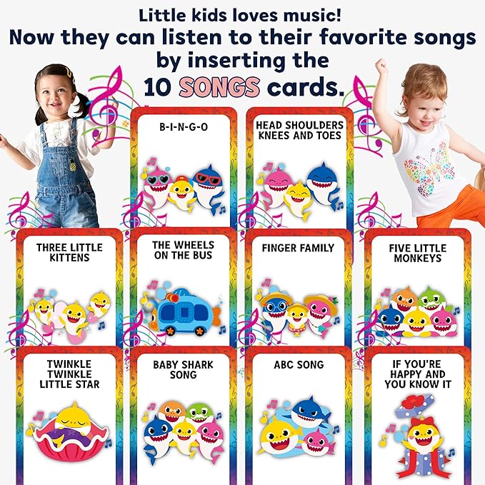 Baby Shark Flash Cards for Toddlers 2-4 Years | Sensory Toys for Autism and Autistic Non-Verbal Kids Ages 2 3 4 5 6 | Speech Therapy Learning Toys with Music, Phrases, ABC, Numbers, Sight Words