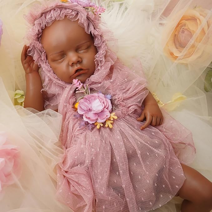 Full Silicone Reborn Baby Doll, 18 Inch Lifelike Newborn Girl, Reborn Baby Dolls Silicone Full Body Sleeping for Therapy & Memory Keepsake