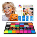 Kids Face Painting Kit, Non-Toxic Water-Activated 42 Vibrant Colors, 200 Glitter Gems & 40 Stencils & Brushes & Sponges | Gentle Face Paint Makeup Set for Halloween, Birthdays, Parties, Easy to Wash
