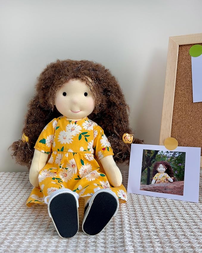 BlissfulPixie Dagmar 12" Soft Girl Rag Doll, Ideal First Doll for Babies & Toddlers