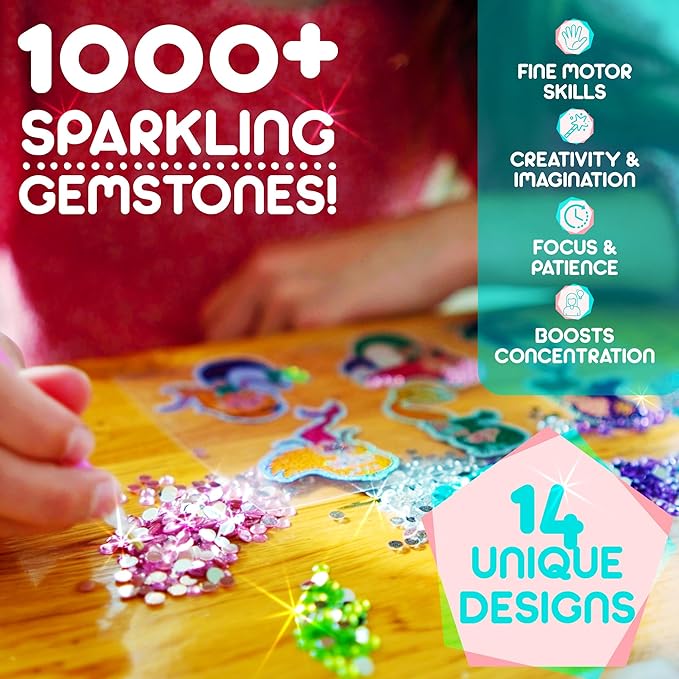 Blue Squid Diamond Art Kits for Kids – Unicorn and Mermaid - Fun & Easy DIY 5D Gem Art Kids Diamond Painting Kit - Arts & Crafts Kit, Girls, Boys Ages 6-12