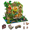DIY Miniature House Kit, Tiny House Kit with Furniture & LED, DIY Wooden Dollhouse Miniature Kit for Adults Teen, Wooden Crafts Lovely Dollhouse Kit, Forest Castle