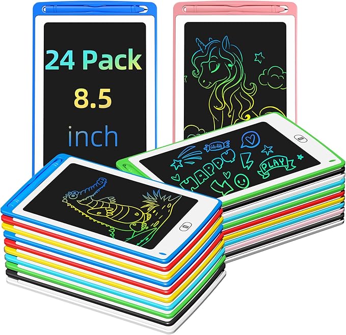 LCD Writing Tablet for Kids, 8.5 Inch Colorful Doodle Board Drawing Tablet, Educational Learning Toys Birthday Gifts for Boys Girls Age 3 4 5 6 7 8 (24 Pack)