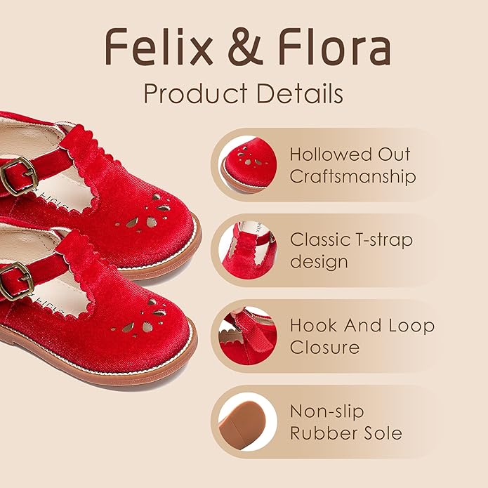 Felix & Flora Toddler Little Girl Mary Jane Dress Shoes - Ballet Flats for Girl Party School Shoes