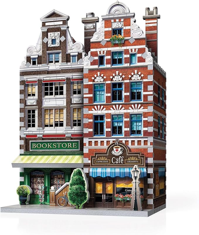 Wrebbit3D Café 3D Puzzle | Urbania Collection | 285 Jigsaw Puzzle Pieces | Charming and Unique Streetscape of a Small Town