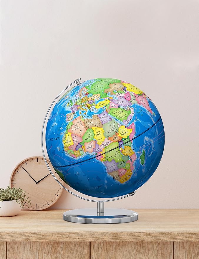Orionstar 13" Large World Globe with Stand, Educational Globe for Kids Learning, Colorful HD World Map Details, Illuminated Globes Lamp with Stable Heavy Metal Base, Constellation
