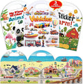 3-Pack Reusable Sticker Books for Toddlers 2-4 Years, Vehicles Truck, Animals & Farm Jelly Activity Stickers for Boys Girls Road Trip Airplane Train Travel Essentials Toy for Kids Birthday Gifts