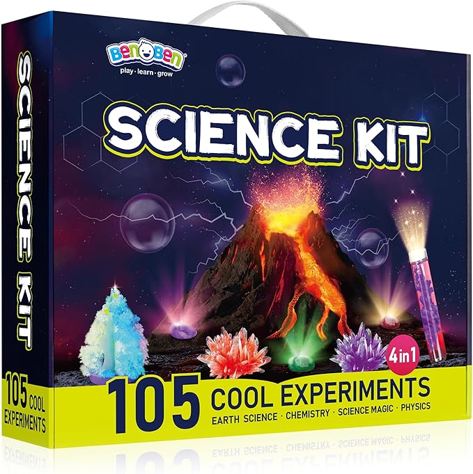 BenBen Science Kits for Kids Age 8-12, 105 Experiments Educational Toy, STEM Toys for 6 7 8 Year Old Boys Girls Christmas Birthday Gift, Science Kits for Kids Age 5-7, Chemistry Set for Homeschooling