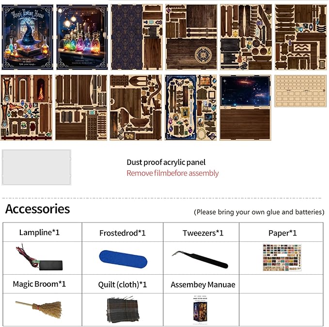 Book Nook Kit - DIY Miniature Dolls House Kit with Furniture and LED Light, 3D Puzzle Wooden Art Bookends, Model Kits for for Adults and Teens (Magic Potion Shop)