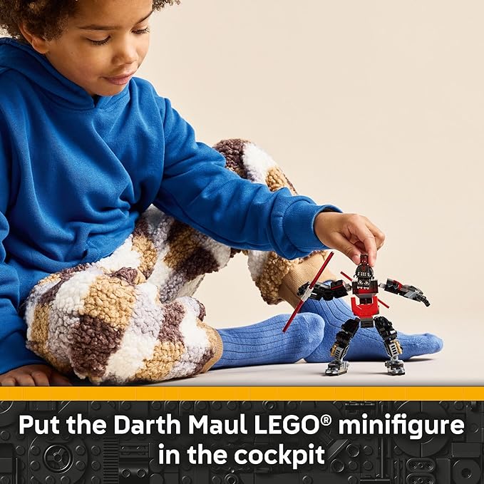 LEGO Star Wars Darth Maul Mech Kids Toy - Building Toy with Pretend Play Lightsaber - Birthday Gift Idea for Boys and Girls, Ages 6+ - Collectible Decor for Fans of The Clone Wars - 75411