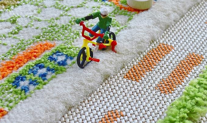 IVI Mini City Thick 3D Educational Play Mat Rug for Bedroom or Playroom, 86'L x 59'W, Non-Toxic Safe Play Area Learn with Cars and Toys