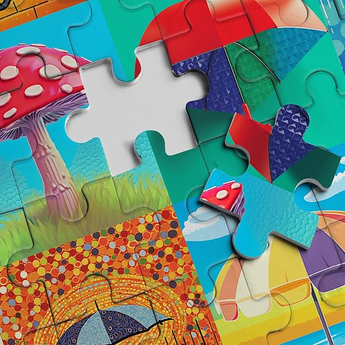Colorful Umbrella Puzzles 1000 Piece for Adults, Art Jigsaw Puzzles Painting Puzzle 1000 Piece for Adults, Collage Funny Rainbow Puzzles As Home Decor