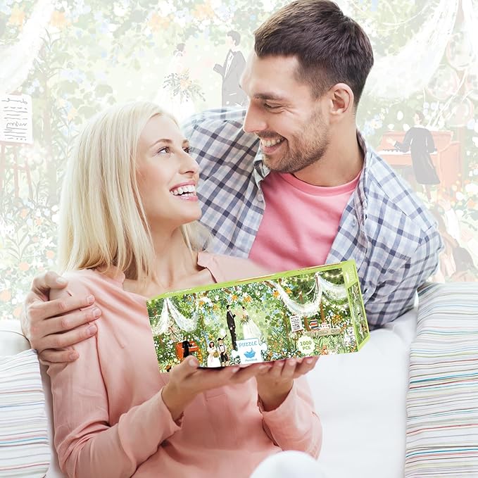 MOMIBOOK 1000 Piece Puzzle for Adults Jigsaw Puzzles of The Wedding is in Progress, Painting Image Spring Difficult Challenging Hard Impossible Puzzle Unique Funny Party Wedding Birthday Gifts
