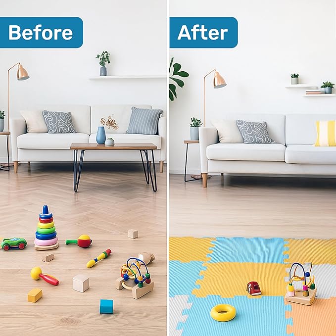 Enovoe Baby Play Mat for Floor - Non-Toxic, Interlocking EVA Foam Mats -16 Pcs - Cushioned Foam Puzzle Floor Mat for Kids & Infants - Ideal for Playrooms, Nurseries, and Home Gyms (12" x 12")