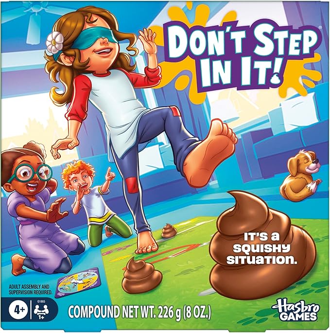 Don't Step in It! Preschool Game I Blindfolded, Poop Party Game | Spinner with 8 Fun Animal Moves | Ages 4+| 1+ Players I Funny Kids Board Games