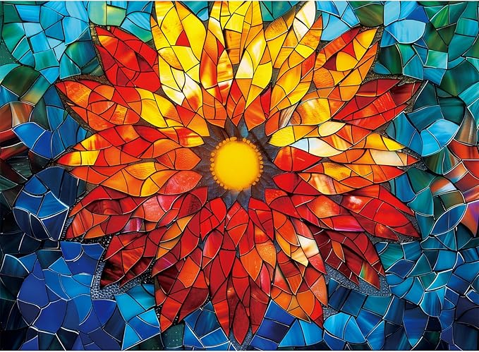 Puzzles for Adults 500 Pieces - Challenging Flower of Life Stained Glass Puzzle, Crystal Puzzle for Adults, Impossible Cool Mosaic Puzzles for Teens 12-16, Perfect for Game Nights 20.5X 15in