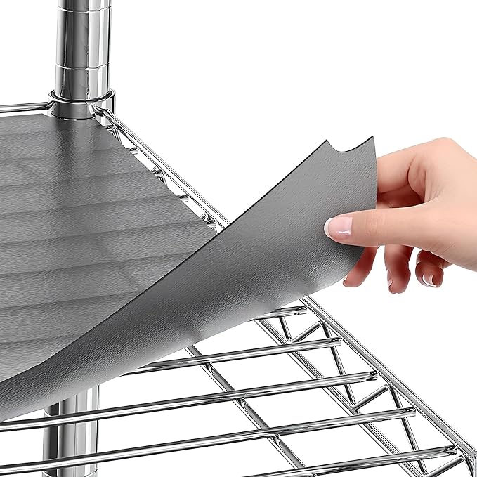 Shelf Liners for Wire Shelf System: Set of 5 in Graphite: 18 x 60 inch: Plastic Wire Shelving Shelf Mats