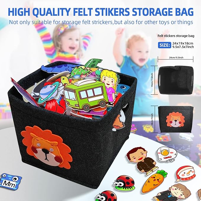 200Pcs Felt Story Board Set with Storage Bag Preschool Teaching Wall Flannel Busy Board Bonfire Party Themed Early Learning Interactive Play Toys Wall Hanging Gift for Toddlers Kids 40 X 28 Inch