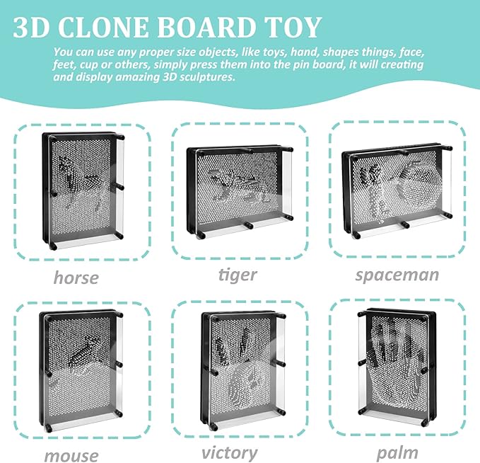 MICKYU Metal 3D Pin Art Sensory Toys Board Games for Kids 8-12