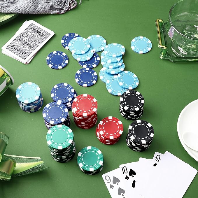 100 Pcs 11.5 Gram Poker Chips ABS Monte Carlo, 40 mm Bingo Chips Tokens Markers Blank Counting Bulk for Blackjack, and Card Night Poker Games