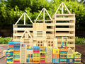42pcs Large Open Ended Wooden Building Blocks for Kids 19.8 lb, Natural Pine Rectangular Wood Building Toys，Construction Toys for Toddlers, STEM Building Set,Birthday Gift for Ages 3-12 (Medium 9.8")
