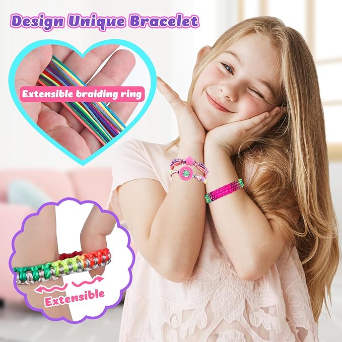 Hewaurorion Friendship Bracelet Making Kit Toys, Arts and Crafts String Maker Tool for Kids Ages 8-12, Bracelet DIY Christmas Birthday Present Gifts for Teen Girls (Purple)