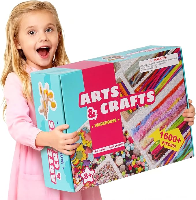 Wowood Arts and Crafts Kit for Kids - Over 1600 Pieces of DIY Craft Supplies! Creative Hobby Fun Activity Toys & Perfect Gifts for Girls and Boys Ages 8-12 to Spark Imagination and Joy(PA001)
