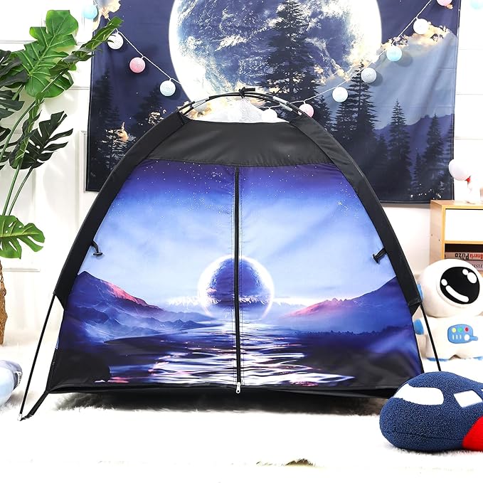 Kids Play Tent Lucky Castle Playhouse for Boys and Girls Easy Fun Dome Tent Camping Playground Pop Up Tent for Kids Indoor and Outdoor Imaginative Play Perfect Kid's Gift (World Stars)