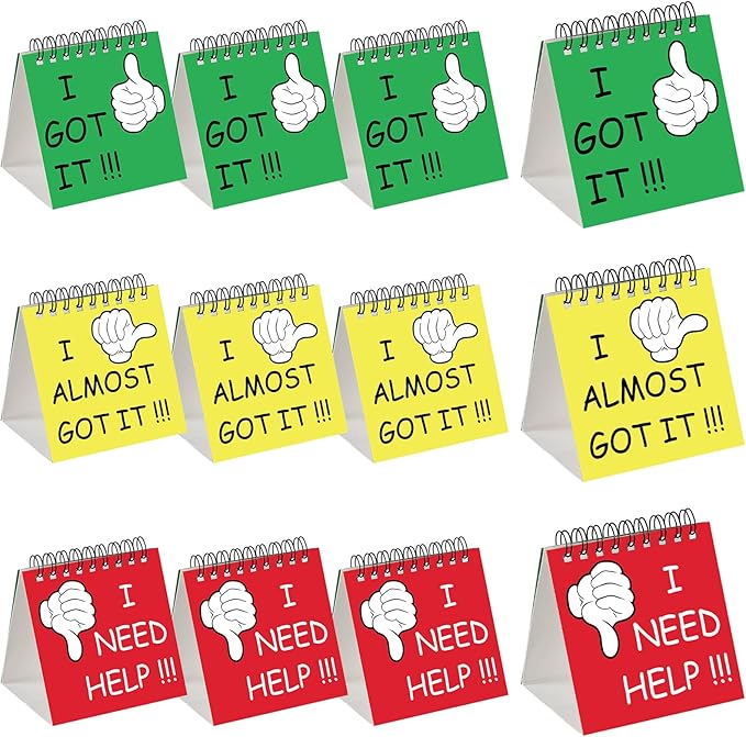 Harloon 48 Pcs I Need Help Mini Flip Chart Signs Self Assessment Cards Behavior Management Classroom Tools for Kids Teachers Classroom School Behavior Educational and Learning Activities Supplies