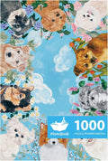 MOMIBOOK Puzzles for Adults 1000 Pieces Jigsaw Puzzles of Bow-Wow! Just Waiting for You!, Twinkle Laminate Painting Image Dog Challenging Impossible Puzzle Unique Party Christmas Birthday Gifts