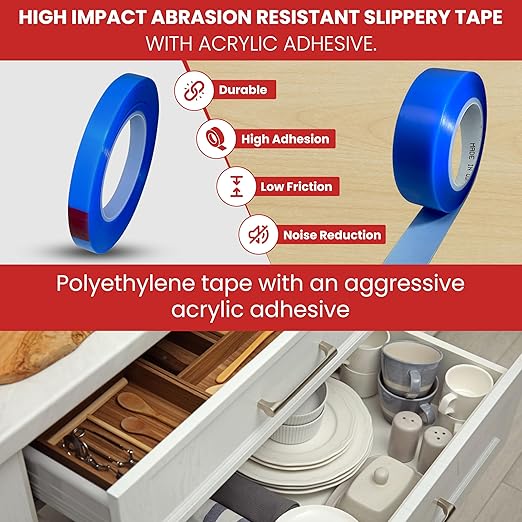 GGR Supplies T.R.U. UHMW High Impact Abrasion Resistant Slippery Tape with Acrylic Adhesive. 36 Yards (3/4" (19mm))