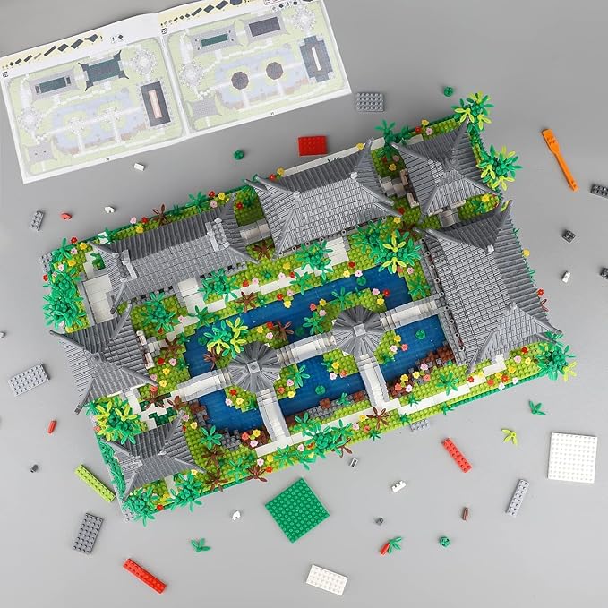 LanZhon Architecture of Suzhou Garden Micro Building Blocks Set,Large Creative Building Set Toys Gifts for Adults and Kids, 3988PCS Micro Mini Bricks Kit for Display