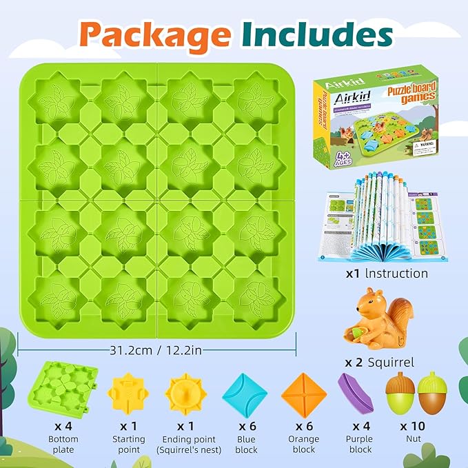 Airkid STEM Board Games Kids Brain Teasers Toys, Road Builder Logic Puzzle Games, Montessori Educational Learning Toys Birthday Gifts for Age 4-8 Year Old