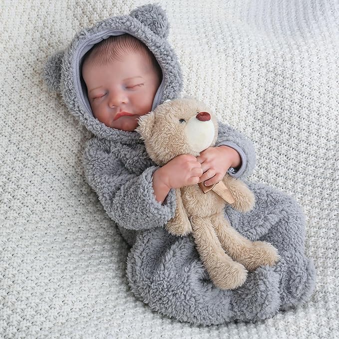 WOOROY Realistic Reborn Baby Dolls Boy - 18 Inch Real Life Full Vinyl Body Sleeping Dolls, Lifelike Poseable Newborn Baby Doll with Accessories, Ideal Gift Toy for Kids 3+