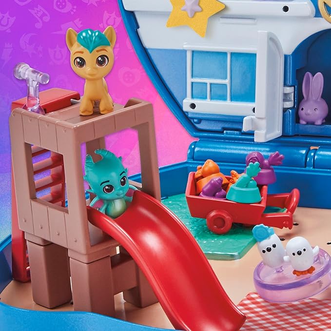 My Little Pony Mini World Magic Compact Creation Critter Corner Toy, Buildable Playset with Hitch Trailblazer Pony for Kids Ages 5 and Up