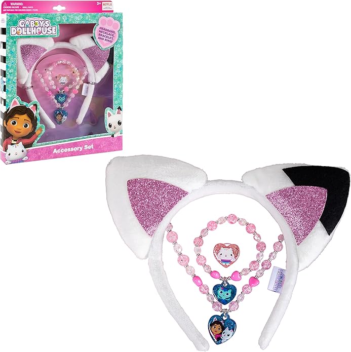 LUV HER Headbands for Girls - Kids Jewelry for Girls - Dress Up Set All in one Giftable Box - Headband - Play Jewelry Set - 4pc (Toddler Headband, Necklace, Dress Up Bracelet, Ring) Ages 3+