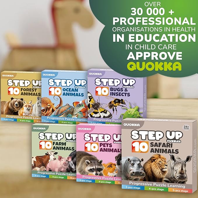 QUOKKA Toddler Puzzles Ages 2-4 - Large Floor Puzzles for Kids 3-5 - 8 Realistic Animal Shapes | Extra Thick Cardboard | Preschool Learning Game - 40 Big Piece Gift for Toddlers 1-3 Years Old