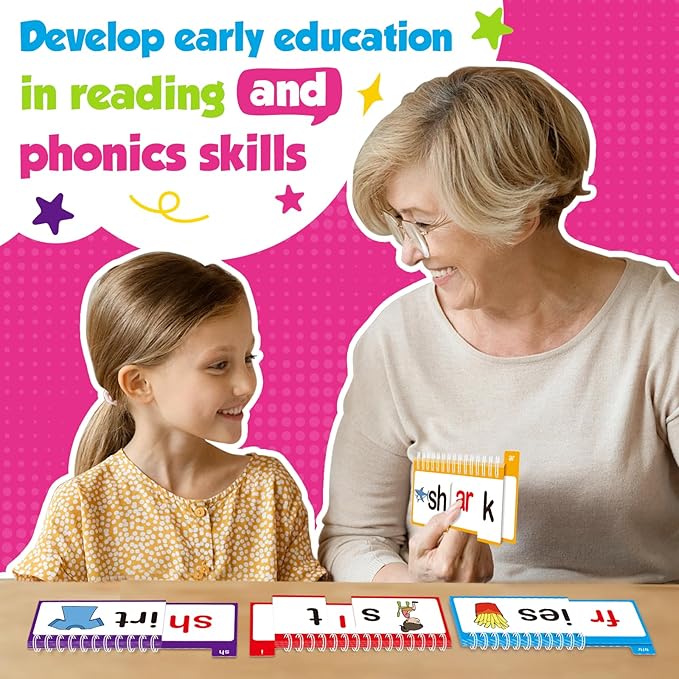 Word Family Build Book, 40 Read and Rhyme Flip Books, Sight Words Flash Cards Kindergarten, Learn to Read Phonics Flash Cards, Phonics Games Books for Preschool Learning Activities