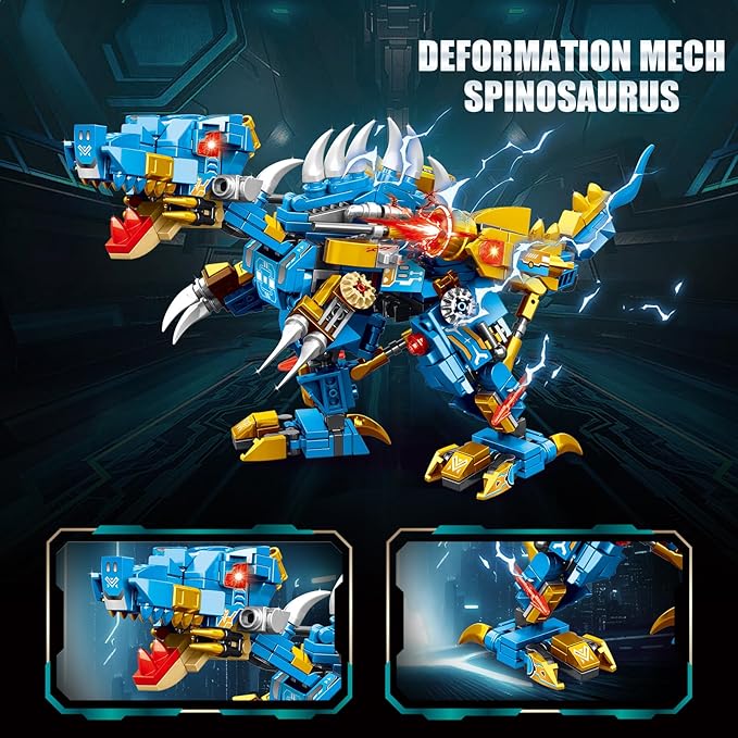 STEM 2 in 1 Spinosaurus Dinosaur Building Kits, Transforming Mech Robot Building Sets for Kids Boys 6-10, Compatible with Dinosaur, Educational Gift Toy for Adults (502 PCS)