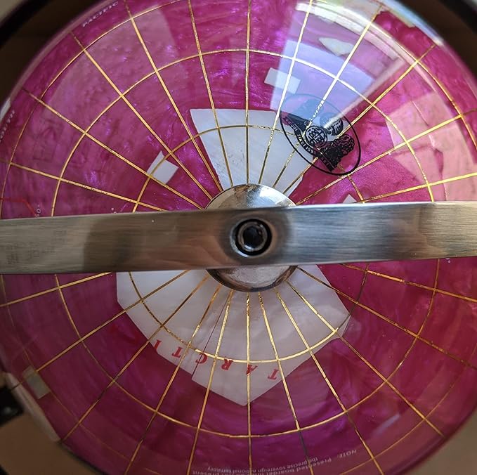 Unique Art 10-Inch Tall Table Top Pink Pearl Swirl Ocean Gemstone World Globe with Silver Tripod Stand (PINK TRIPOD SILVER)