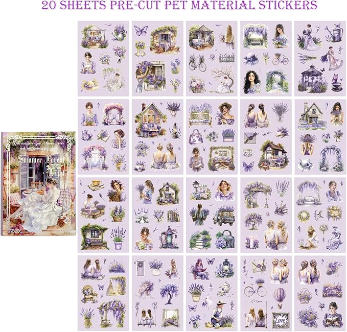 4 Book Girl pet Scrapbooking Stickers Pre-Cut 480 PET Stickers People Sticker Books for journaling Scrapbook Supplies Transparent Girls Sticker