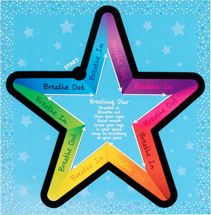 Really Good Stuff Tactile Breathing Star Cards - 6 Pack - Social Emotional Learning Sensory Tool - Calming Fidget - Promotes Relaxation & Helpful Breathing Techniques