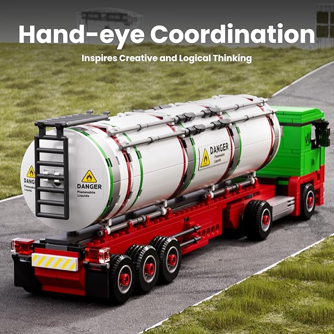 Mould King Tanker Truck Building Set, Realistic American Style Oil Tanker Model for Boys/Girls Ages 8+, 24075 STEM Toy Vehicles with Detailed Interior, Collectible Model for Adults (556 PCS)