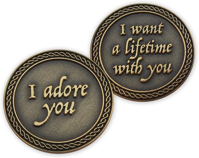 Bulk Set of 3 Romantic Love Expression Coins, I Adore You, I Want a Lifetime with You, Anniversary Pocket Tokens for Date Night, Love Gift for Men & Women, from Him or Her