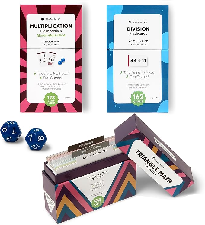 Ultimate Multiplication & Division Math Mastery Flash Cards Bundle: 711 Multiplication & Division Equations (All Facts 0-12) for Engaging 3rd-6th Grade Learning - Color-Coded, Graphic Illustrations