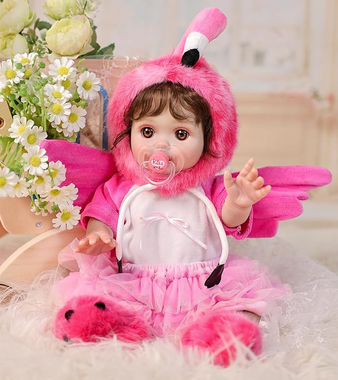 Reborn Baby Dolls, 18inch Large Realistic Hand-Rooted Hair Lifelike Baby Dolls with Accessories for 3+ Year Old Girls Gifts, Pretend Play, Collection