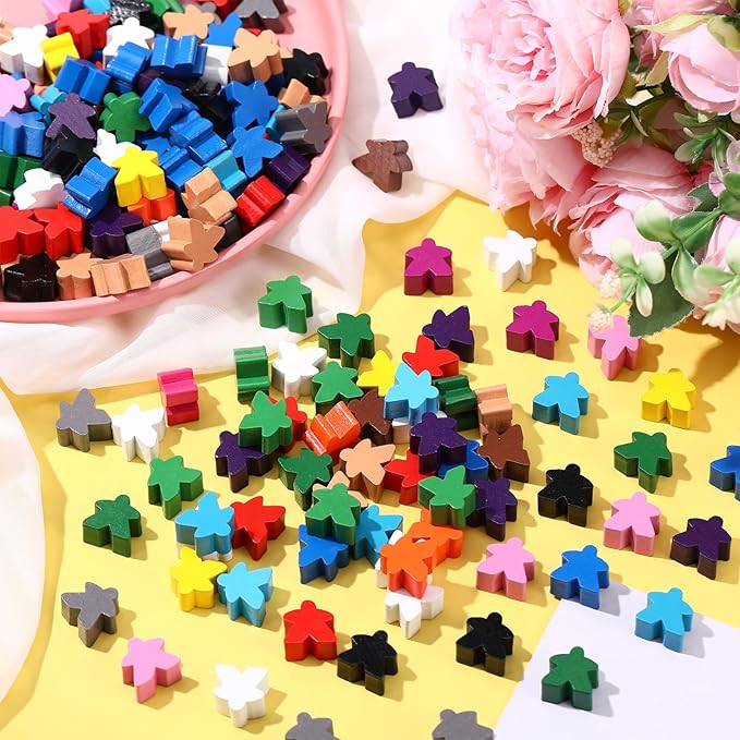 200 Pcs Wooden Meeples Multi Color Meeples Pieces Family Games Accessories Board Game Tokens Ideal for Sorting Counting Game Night Party