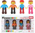 Picasso Toys Hedgehog Blocks 4 Family Action Character Figures Toddler Toy Construction Building Tile Block Expansion Pack Educational Add-on STEM Learning Smart Game Kit Toys Pretend Playset Age 3+