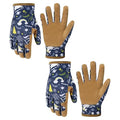 HANDLANDY 2 Pairs Kids Genuine Leather Gardening Gloves for ages 3-11, Children Toddler Work Outdoor Playing Gloves for Boys Girls Gift (Medium (for age 5-7), Blue)