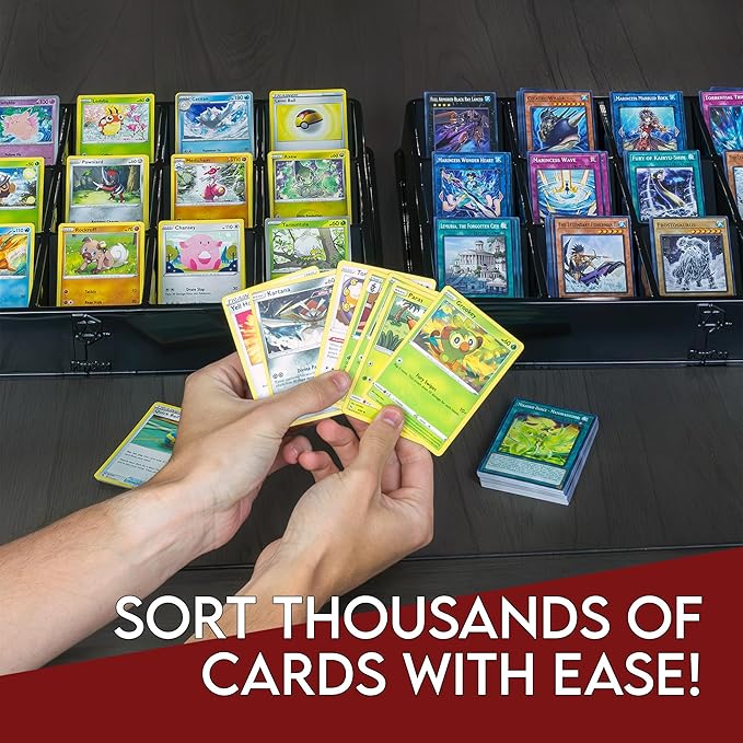 Toy Vault Trading Card Sorting Trays and Dealer Trays (3-Pack, 15-Slot); Large Black Card Tray Organizer for CCG Games and Board Games